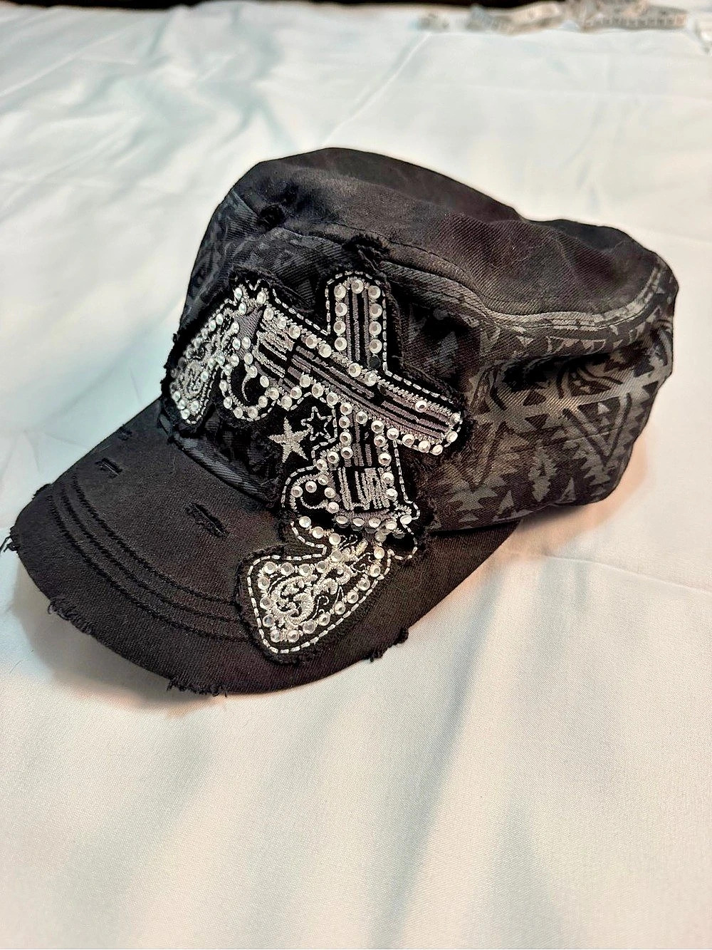 Black Embellished Pistol Cadet Hat
